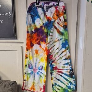 Peace Love World Colorful Tie-Dye Flare Jeans